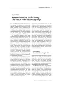 Paul Schäfer: Ressentiment vs. Aufklärung: Die »neue Friedensbewegung«