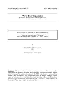Staff Working Paper ERSD[removed]Date: 31 October 2012 World Trade Organization Economic Research and Statistics Division