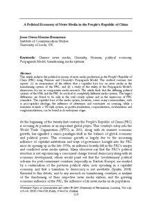 A Political Economy of News Media in the People’s Republic of China  Jesse Owen Hearns-Branaman