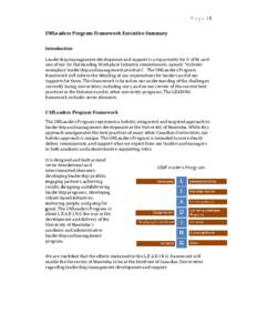 Page |1 UMLeaders Program Framework Executive Summary Introduction Leadership/management development and support is a top priority for U of M, and one of our six Outstanding Workplace Initiative commitments, namely “to