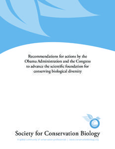Recommendations for actions by the Obama Administration and the Congress to advance the scientific foundation for conserving biological diversity  Society for Conservation Biology