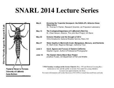 SNARL 2014 Lecture Series May 6