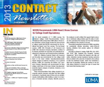 2013  CONTACT Newsletter First Quarter