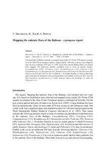 V. Stevanović, K. Tan & A. Petrova Mapping the endemic flora of the Balkans - a progress report