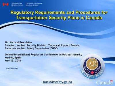Regulatory Requirements and Procedures for Transportation Security Plans in Canada
