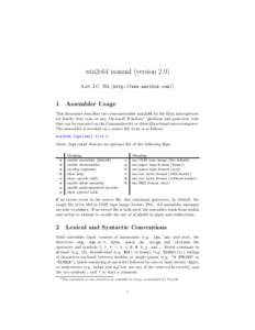 win2c64 manual (version 2.0) Aart J.C. Bik (http://www.aartbik.com/) 1  Assembler Usage