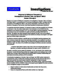 Investigations in Numbers /  Data /  and Space / Common Core State Standards Initiative / Education reform / Education / Mathematics education