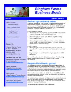 Bingham Farms Business Briefs Fall 2012