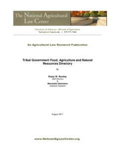 University of Arkansas · Division of Agriculture [removed] • [removed]An Agricultural Law Research Publication  Tribal Government Food, Agriculture and Natural