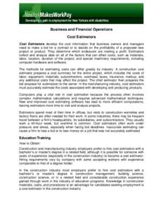 Occupation Information - Business and Financial Operations