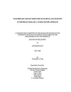 PALEODIETARY CHANGE AMONG PRE-STATE METAL AGE SOCIETIES IN NORTHEAST THAILAND: A STABLE ISOTOPE APPROACH