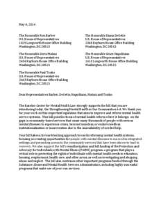 May 6, 2014 The Honorable Ron Barber U.S. House of Representatives 1029 Longworth House Office Building Washington, DC 20515