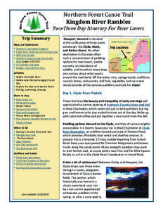 Geography of the United States / Lake Memphremagog / Newport (city) /  Vermont / Fort Kent /  Maine / Northern Forest Canoe Trail / Canoeing / Watercraft paddling / Canoe / Clyde River / Orleans County /  Vermont / Vermont / Derby /  Vermont