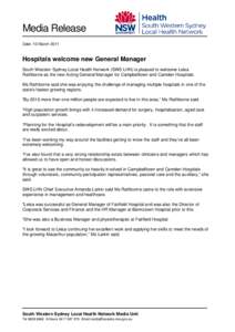 Hospitals welcome new General Manager