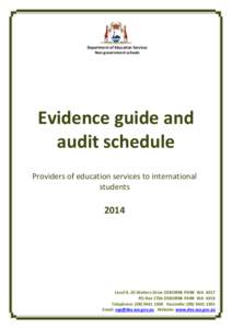 Department of Education Services Non-government schools Evidence guide and audit schedule Providers of education services to international