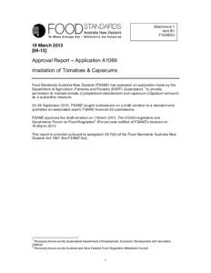 Medicine / Food preservation / Food irradiation / Pest control / Radiation / Food Standards Australia New Zealand / Irradiation / Department of Agriculture /  Fisheries and Forestry / Organic food / Health / Radiobiology / Food and drink