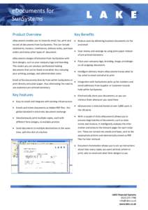 eDocuments for SunSystems Product Overview Key Benefits