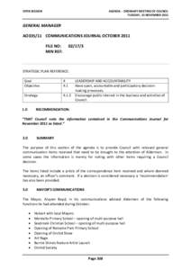 Agenda of Ordinary Meeting of Council - 15 November 2011