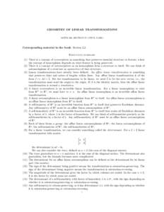 GEOMETRY OF LINEAR TRANSFORMATIONS MATH 196, SECTION 57 (VIPUL NAIK) Corresponding material in the book: Section 2.2. Executive summary (1) There is a concept of isomorphism as something that preserves essential structur