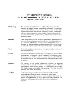 ST. STEPHEN’S SCHOOL SCHOOL ADVISORY COUNCIL BY-LAWS (Revised October[removed]Membership