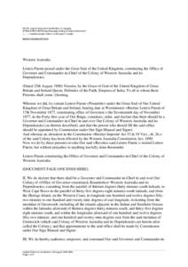 NOTE: original document handwritten on 6 pages. [PAGE ENDS HERE] signifies page ending of original document. <.......> signifies scope notes in small type in margin. BEGIN TRANSCRIPTION  Western Australia