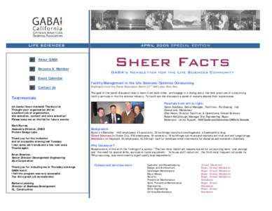 LIFE SCIENCES  APRIL 2005 SPECIAL EDITION Sheer Facts