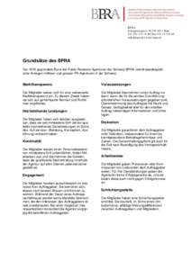 BP RA Schauplatzgasse 39, CH-3011 Bern Tel | Fax  | www.bpra.ch  Grundsätze des BPRA