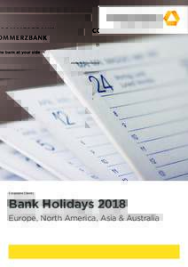 Corporate Clients  Bank Holidays 2018 Europe, North America, Asia & Australia  FOREIGN EXCHANGE
