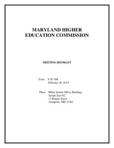 MARYLAND HIGHER EDUCATION COMMISSION MEETING BOOKLET  Time: