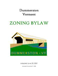 Dummerston Vermont ZONING BYLAW  Adopted June 20, 2007