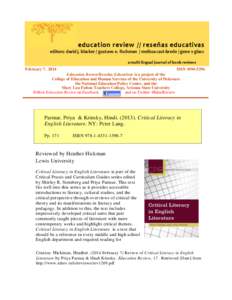 education review // reseñas educativas editors: david j. blacker / gustavo e. fischman / melissa cast-brede / gene v glass a multi-lingual journal of book reviews February 7, 2014  ISSN[removed]