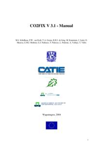 CO2FIX V[removed]Manual  M.J. Schelhaas, P.W. van Esch, T.A. Groen, B.H.J. de Jong, M. Kanninen, J. Liski, O. Masera, G.M.J. Mohren, G.J. Nabuurs, T. Palosuo, L. Pedroni, A. Vallejo, T. Vilén  Wageningen, 2004