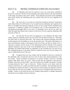 RULE CV-16.  PRETRIAL CONFERENCES; SCHEDULING; MANAGEMENT (a) A scheduling order must be entered in every case except those exempted in