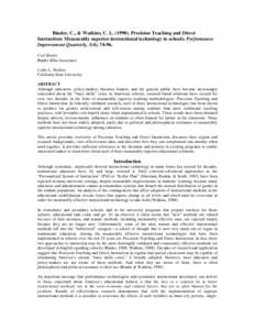 Pedagogy / Education theory / Precision teaching / Teaching / Direct Instruction / Project Follow Through / Educational technology / Behaviour therapy / Teaching method / Education / Educational psychology / Behaviorism