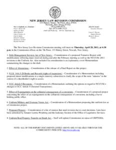 NEW JERSEY LAW REVISION COMMISSION Vito A. Gagliardi, Jr., Chairman Peter J. Barnes III Andrew O. Bunn Albert Burstein John J. Farmer, Jr.