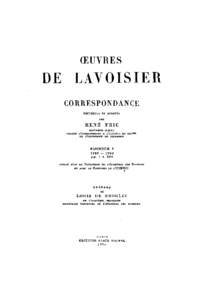 Préface de Louis de Broglie des oeuvres de Lavoisier - Correspondance recueillie et annotée par René Fric