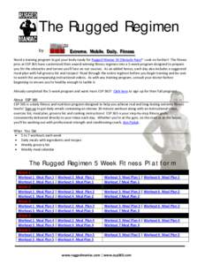 The Rugged Regimen by Need a training program to get your body ready for Rugged Maniac 5K Obstacle Race? Look no further! The fitness pros at ESP 365 have customized their award-winning fitness regimen into a 5-week prog