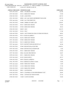 FY[removed]MARLBORO COUNTY SCHOOL DIST CHECK REGISTER FOR[removed]TO[removed] & CHECK NUMBERS 0 TO[removed]VOID OVERFLOW