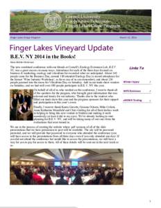 Finger Lakes Grape Program  March 12, 2014 Finger Lakes Vineyard Update B.E.V. NY 2014 in the Books!