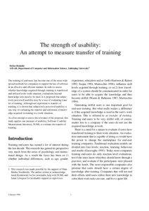 The strength of usability: An attempt to measure transfer of training Stefan Holmlid