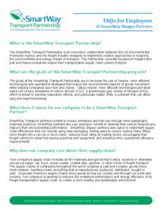 Frequently Asked Questions (FAQs) for Employees of SmartWay Shipper Partners (EPA-420-F-10-033a, June 2013)