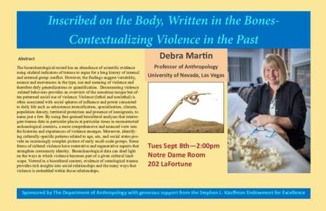 Abstract The bioarchaeological record has an abundance of scientific evidence using skeletal indicators of trauma to argue for a long history of internal and external group conflict. However, the findings suggest variabi