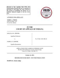 Pursuant to Ind. Appellate Rule 65(D), this Memorandum Decision shall not be regarded as precedent or cited before any court except for the purpose of establishing the defense of res judicata, collateral estoppel, or the