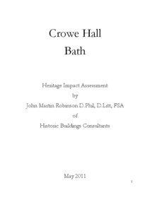 Crowe Hall Bath Heritage Impact Assessment