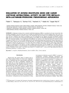 Annals of Burns and Fire Disasters - vol. XXVI - n. 4 - December[removed]EVALUATION OF ZATARIA MULTIFLORA BOISS AND CARUM