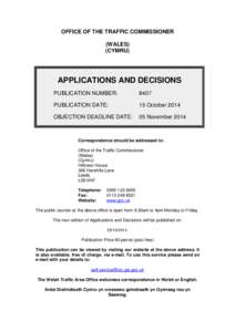 Applications and proceedings 15 October 2014