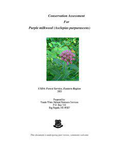 Conservation Assessment For Purple milkweed (Asclepias purpurascens)