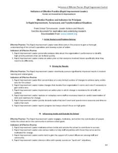 Indicators of Effective Practice (Rapid Improvement Leader)  Indicators of Effective Practice (Rapid Improvement Leader) Center on Innovation & Improvement  Effective Practices and Indicators for Principals