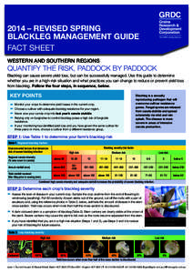 2014 – REVISED SPRING BLACKLEG MANAGEMENT GUIDE FACT SHEET WESTERN AND SOUTHERN REGIONS  QUANTIFY THE RISK, PADDOCK BY PADDOCK