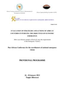 African Training and Research Centre in Administration for Development (CAFRAD) African Capacity Building Foundation (ACBF)  Original: French